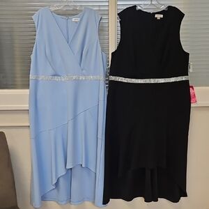 2 colors, size 22W sleevelss crepe knit sleeveless high low Calvin Klein dresses